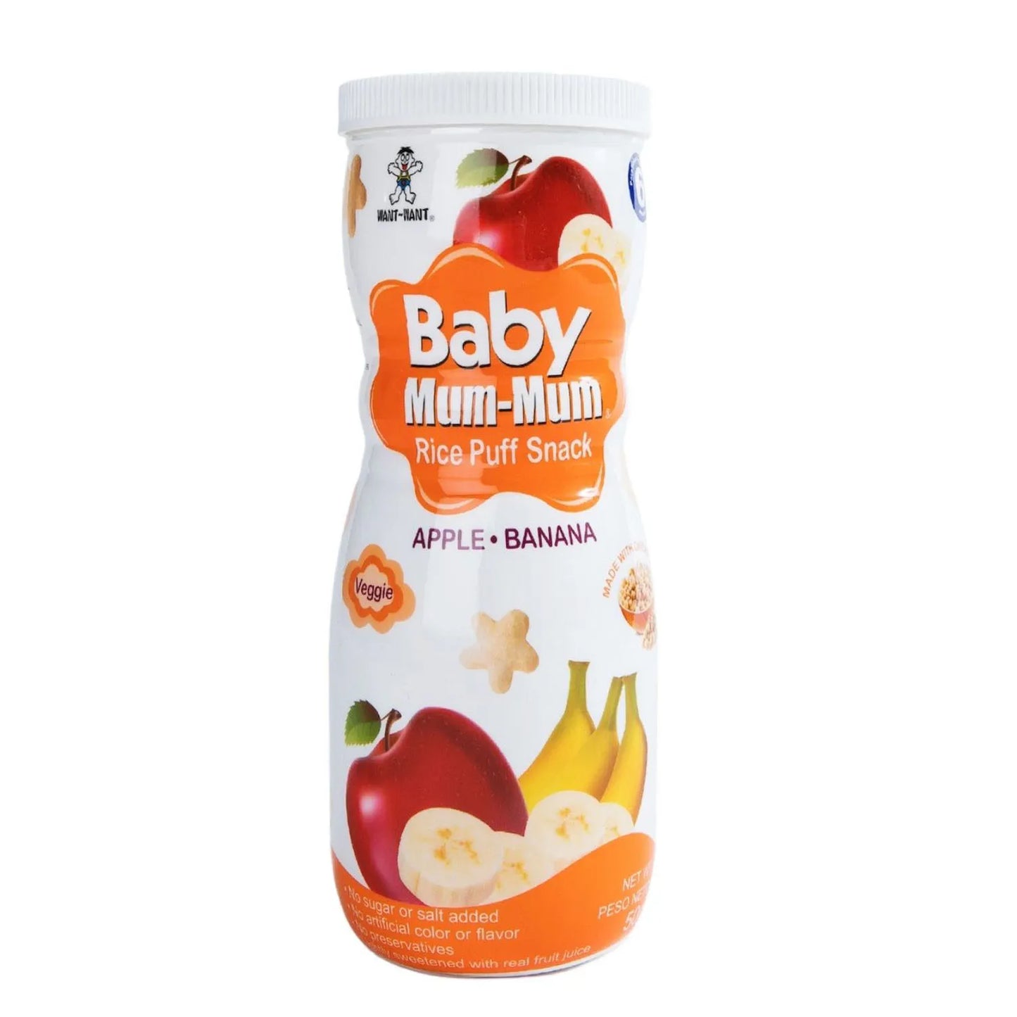 BABY MUM MUM RICE PUFF MANZANA PLATANO 50 GRS 12 UNIDS