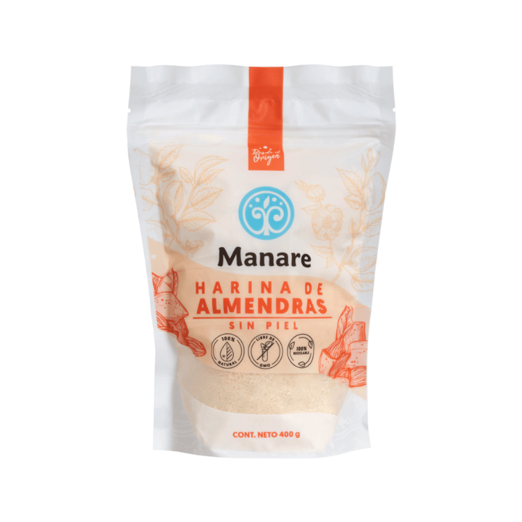 HARINA ALMENDRAS SIN PIEL MANARE 400 GRS 3 UNIDS