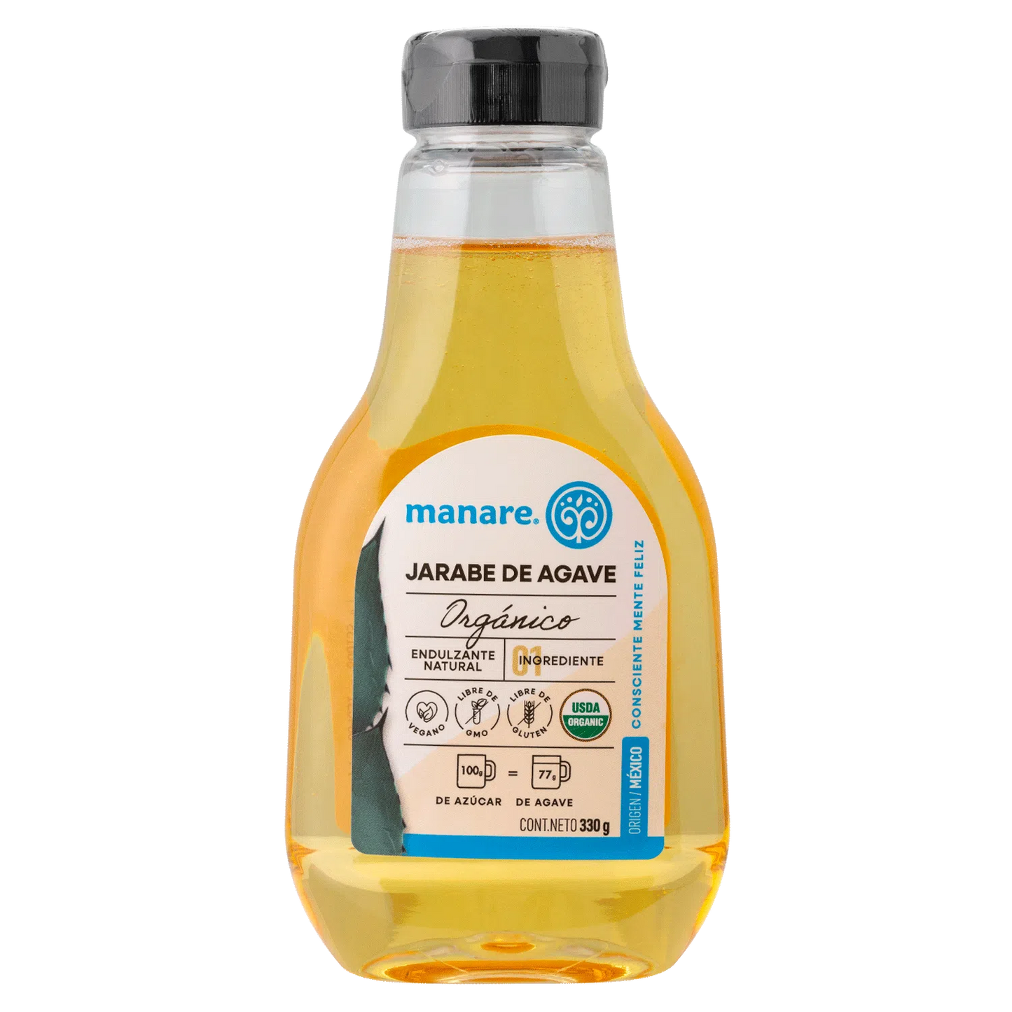JARABE DE AGAVE ORGÁNICO MANARE 660 GRS 6 UNIDS