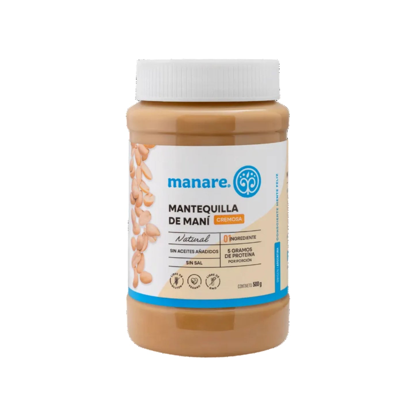 MANTEQUILLA DE MANÍ MANARE 500 GRS 6 UNIDS