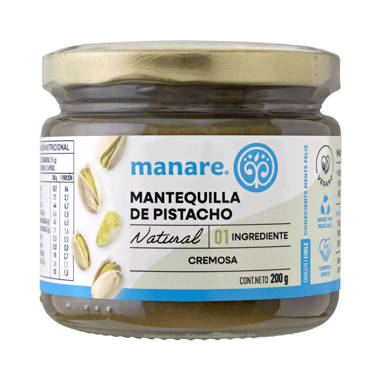 MANTEQUILLA DE PISTACHO MANARE 200 GRS 6 UNIDS