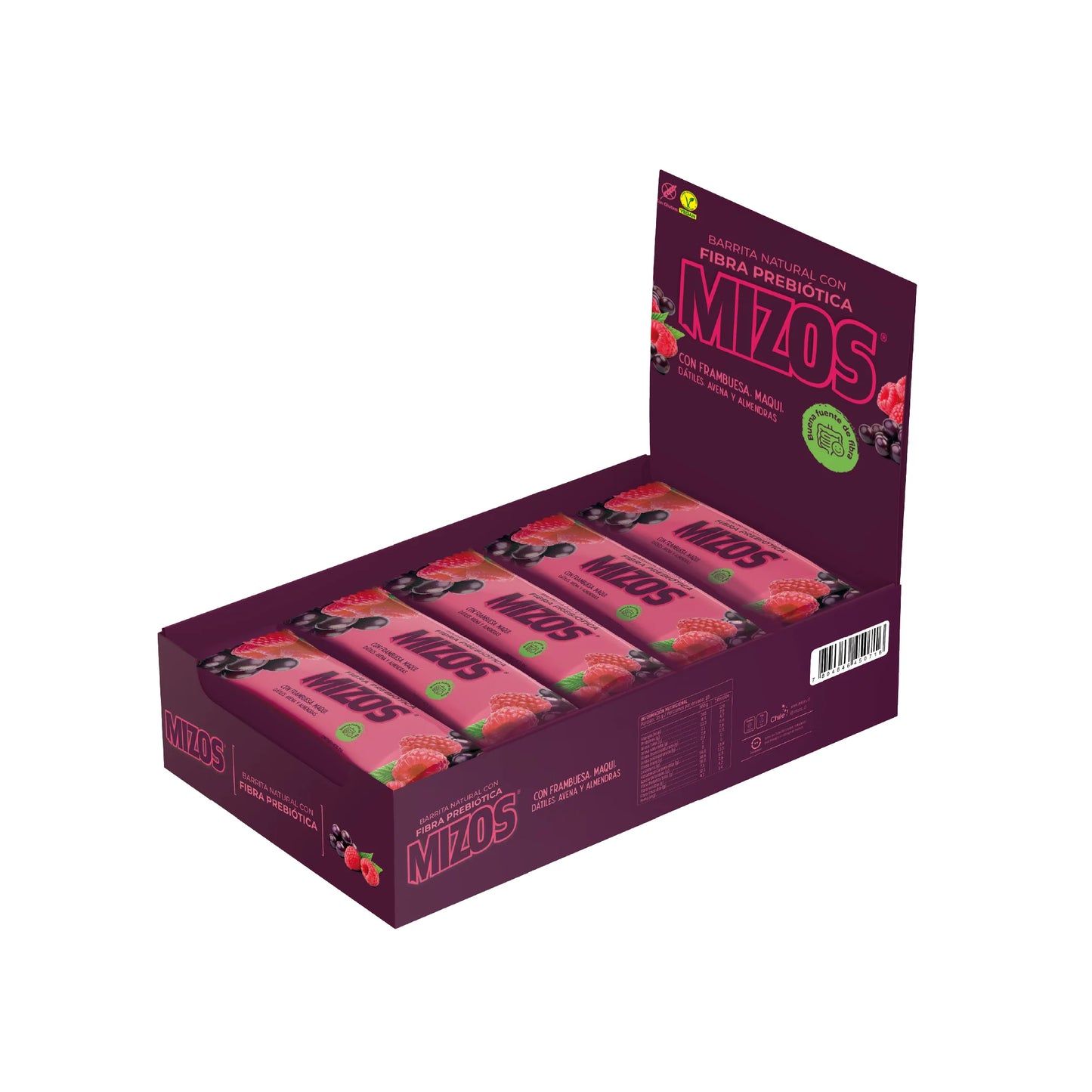 BARRITA NATURAL FRAMBUESA MAQUI MIZOS 35 GRS 18 UNIDS