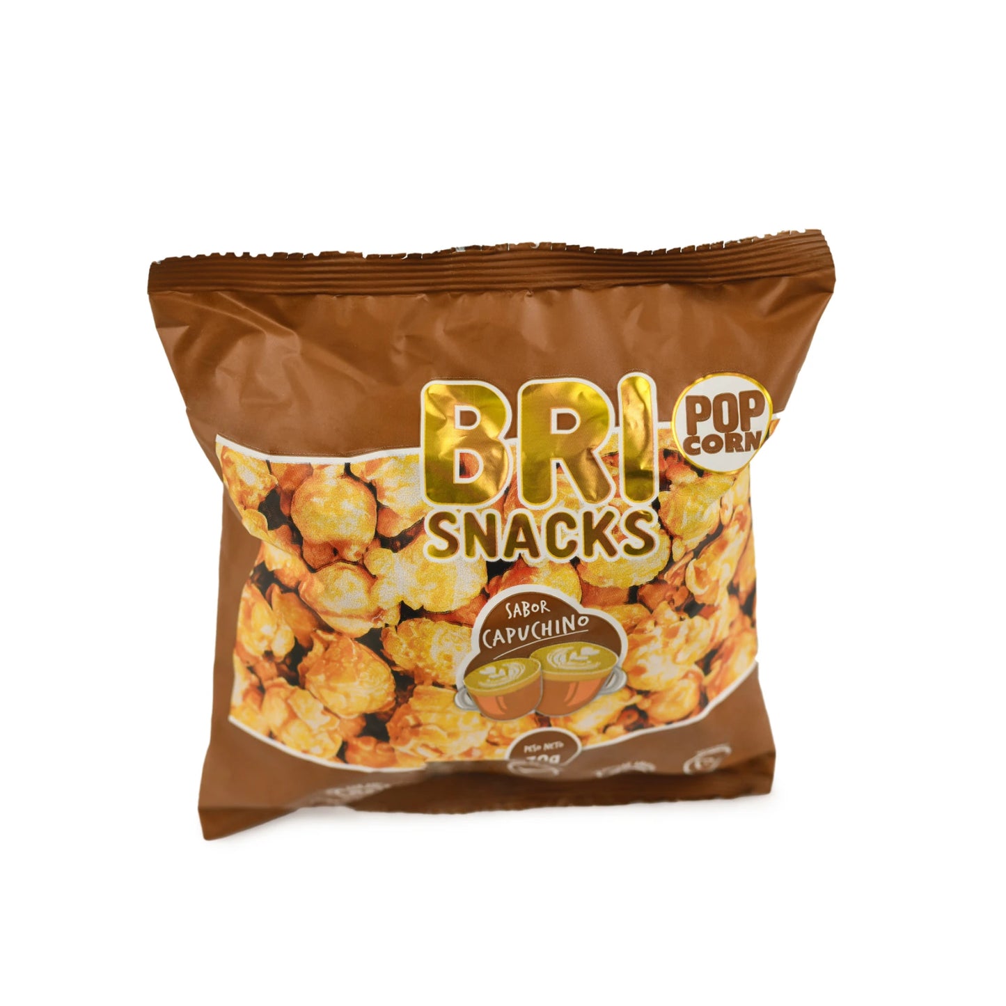 BRISNACKS POP CORN CARAMELO CAPUCHINO SIN AZÚCAR 30 GRS 30 UNIDS