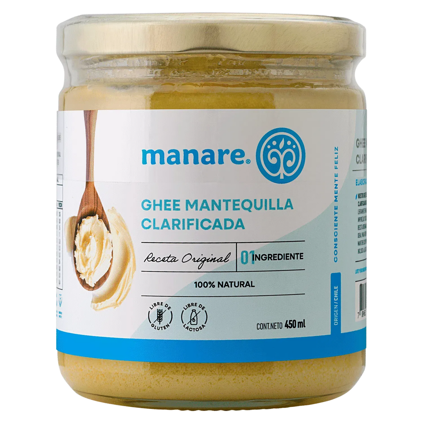 GHEE MANTEQUILLA CLARIFICADA MANARE 450 ML 6 UNIDS
