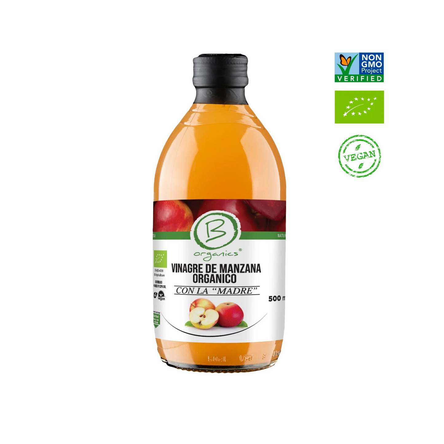 VINAGRE DE MANZANA ORGÁNICO BE ORGANICS 500 ML 12 UNIDS