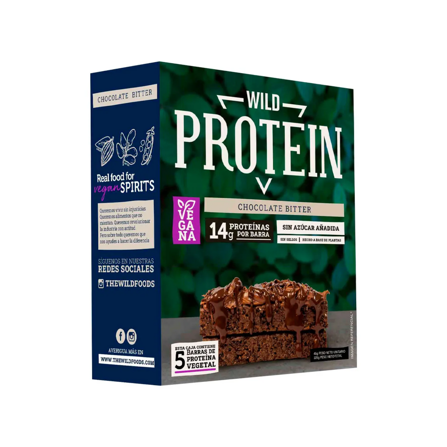 BARRA WILD PROTEIN CHOCOLATE BITTER 5 UNIDS 45 GRS