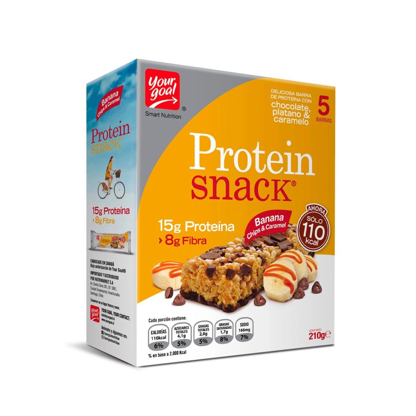 BARRA PROTEIN SNACK BANANA CHIPS & CARAMEL YOUR GOAL 42 GRS 5 UNIDS