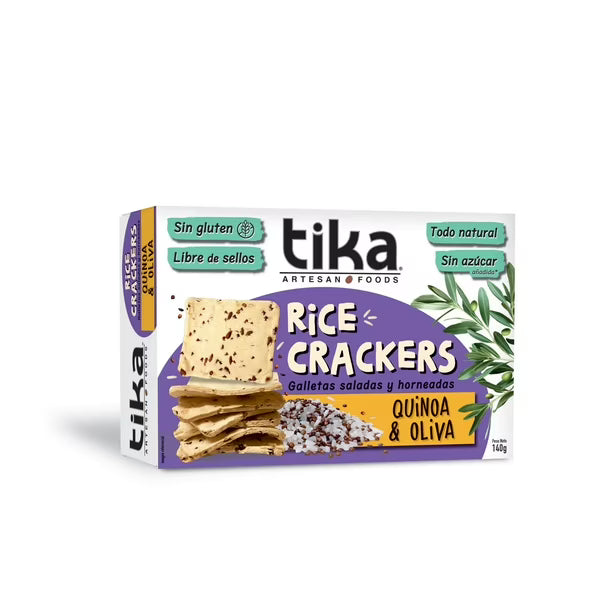 TIKA CRACKERS QUINOA OLIVA 140 GRS 10 UNIDS