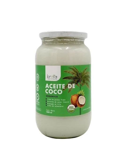 ACEITE DE COCO ORGÁNICO BROTA EXTRA VIRGEN 1 LT 4 UNIDS