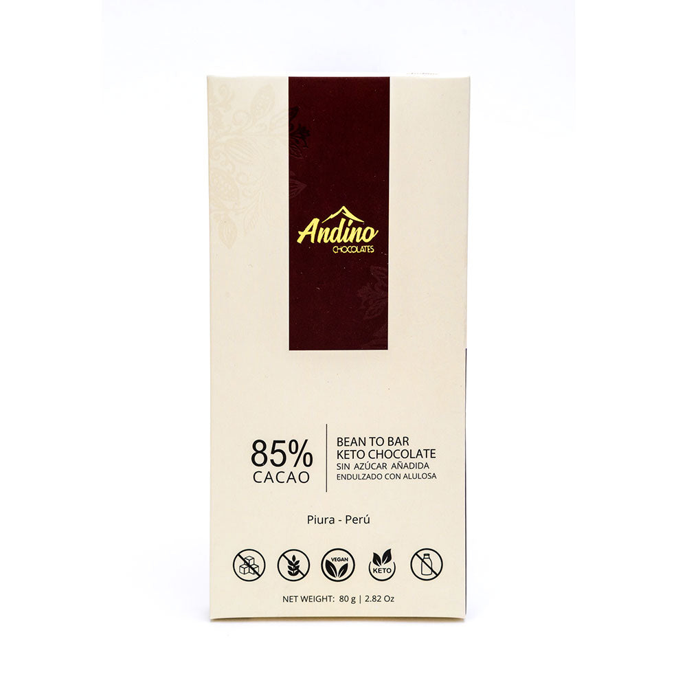 BARRA ANDINO 85% KETO ALULOSA 80 GRS 10 UNIDS