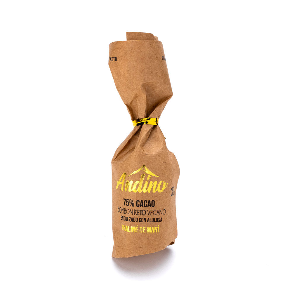 CHOCOTEJA ANDINO 75% KETO MANÍ CRUNCHY 30 GRS 10 UNIDS