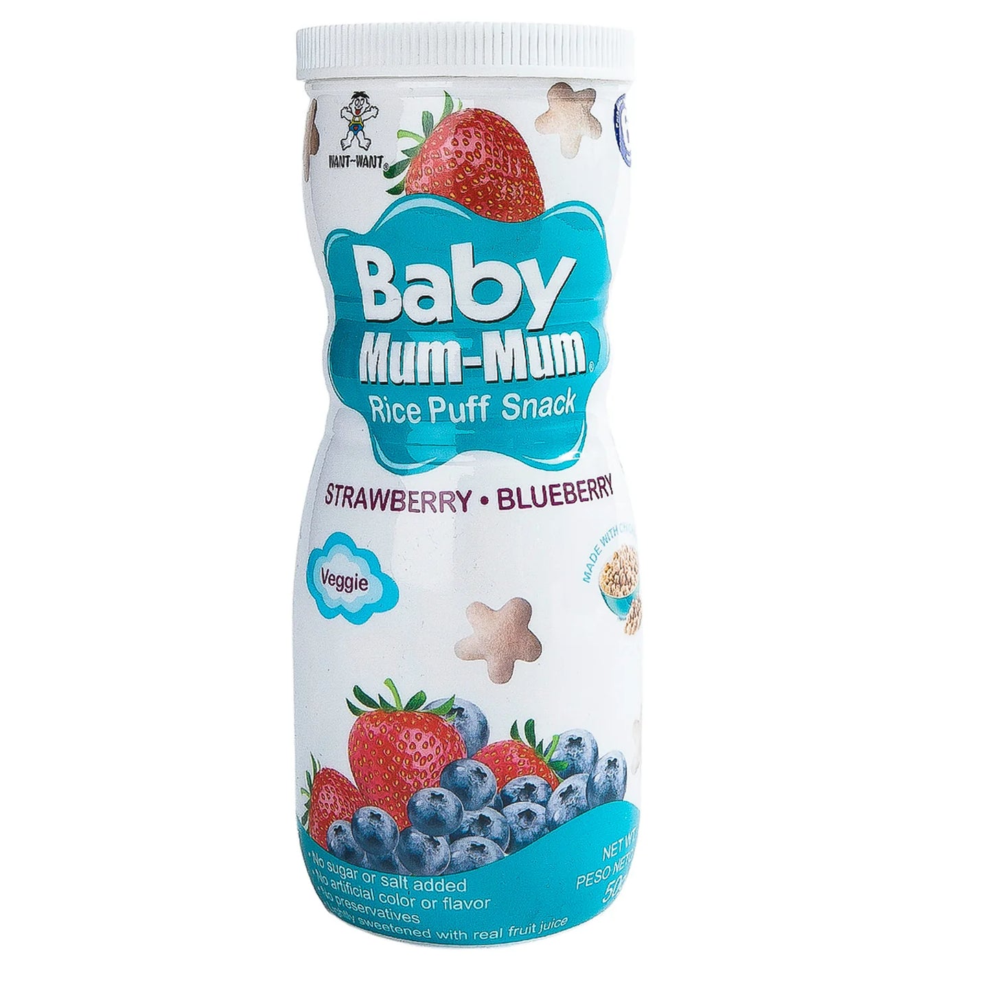 BABY MUM MUM RICE PUFF FRUTILLA ARÁNDANO 50 GRS 12 UNIDS