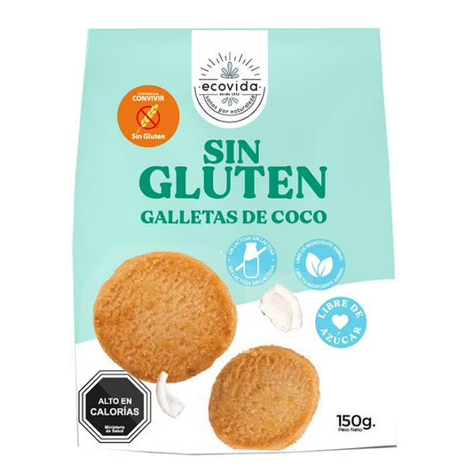 GALLETAS SIN GLUTEN DULCE COCO ECOVIDA 14 UNIDS 150 GRS