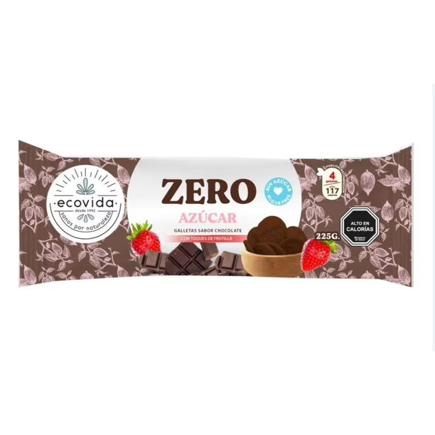 GALLETA CHOCOLATE FRUTILLA ZERO ECOVIDA 20 UNIDS 225 GRS