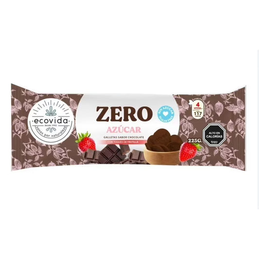 GALLETA CHOCOLATE FRUTILLA ZERO ECOVIDA 20 UNIDS 225 GRS