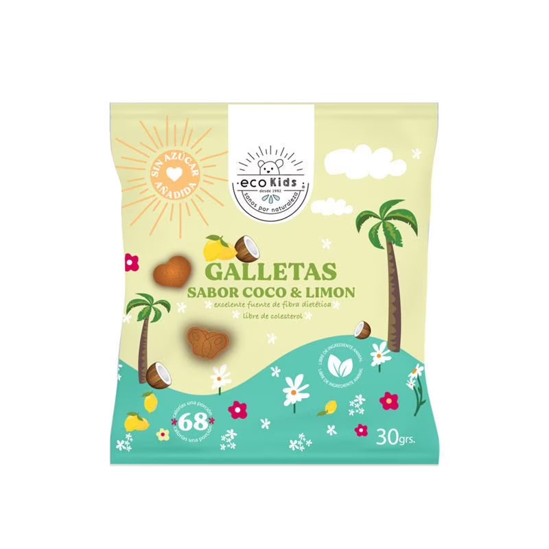 GALLETA ECOKIDS COCO LIMÓN  ECOVIDA 60 UNIDS 30 GRS