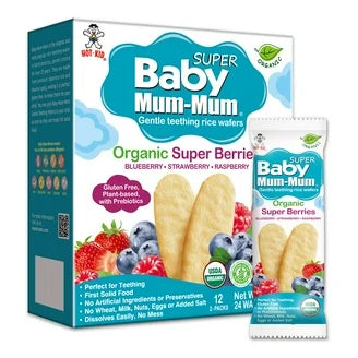 SUPER BABY MUM MUM RICE RUSKS BERRIES ORGÁNICAS 50 GRS 12 UNIDS