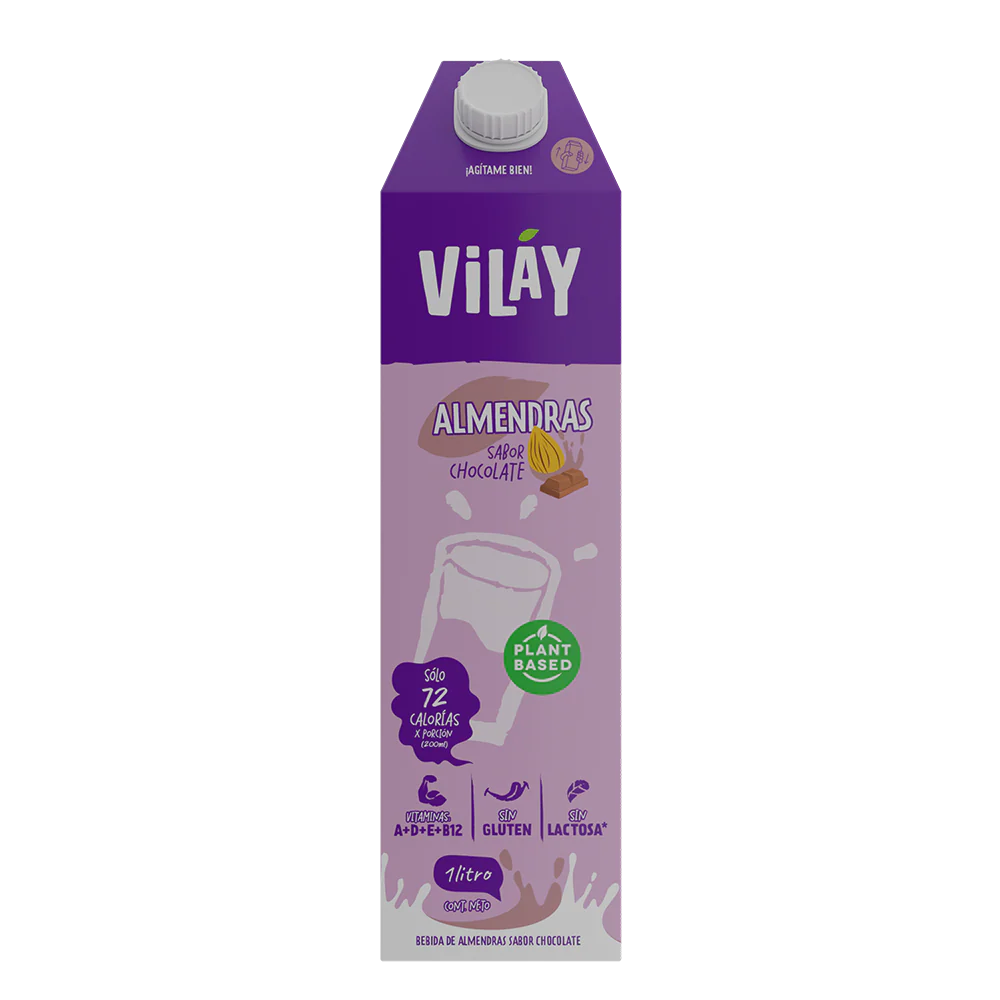 BEBIDA DE ALMENDRAS CHOCOLATE VILAY 1 LITRO 12 UNIDS