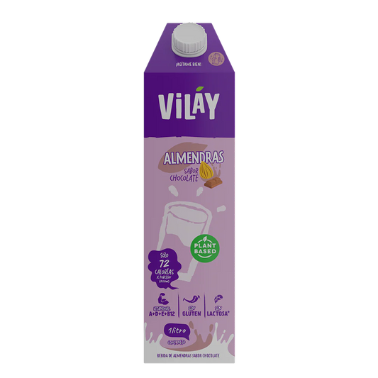 BEBIDA DE ALMENDRAS CHOCOLATE VILAY 1 LITRO 12 UNIDS