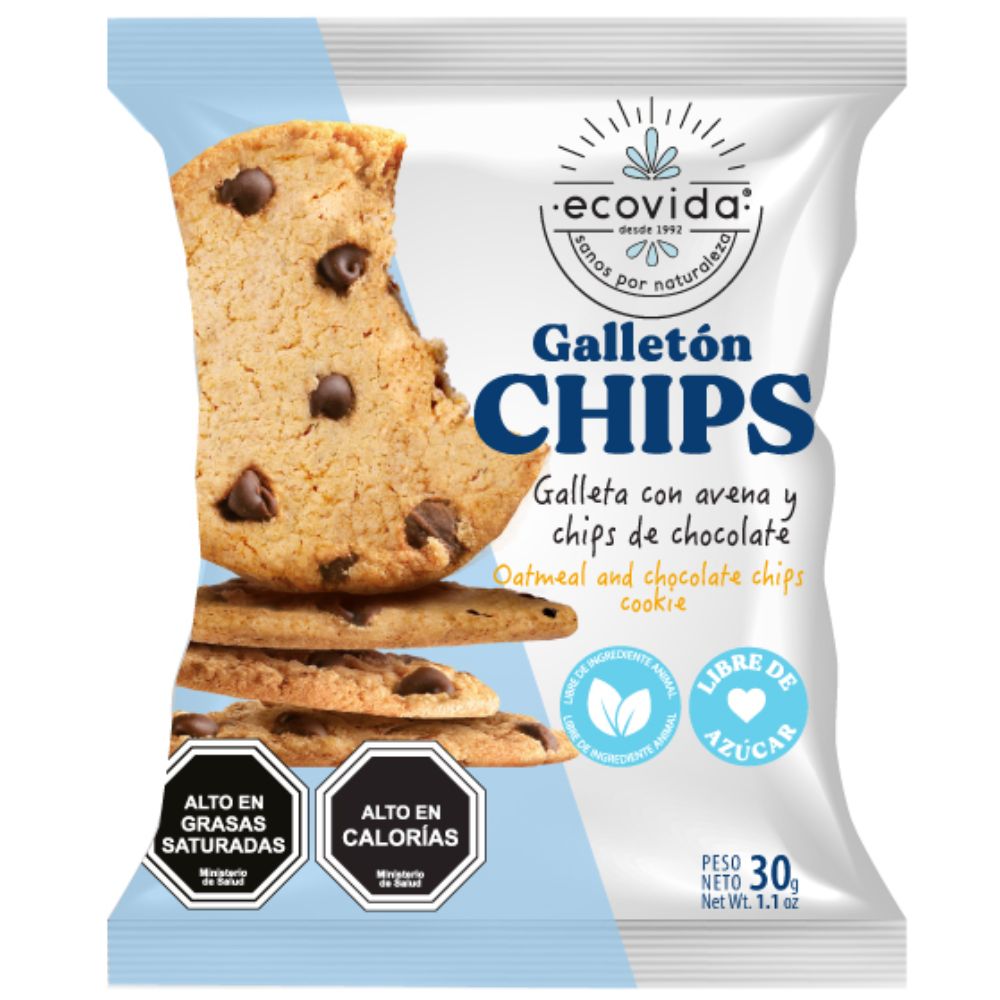 GALLETÓN CHIPS CHOCOLATE INDIVIDUAL ECOVIDA 24 UNIDS 40 GRS