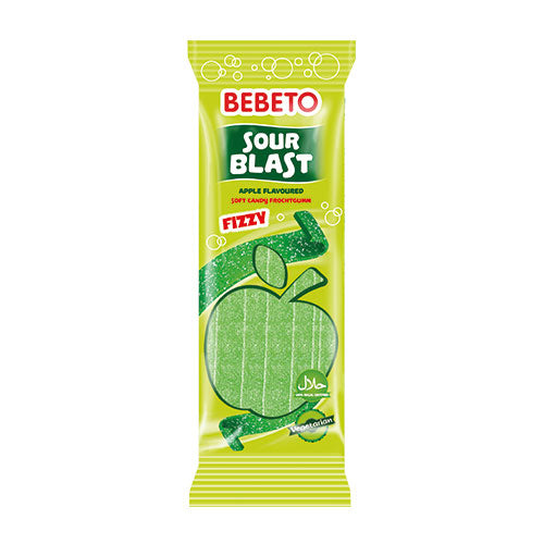 BEBETO SOUR BLAST FIZZY HAPPY APPLE 180 GR 12 UNIDS