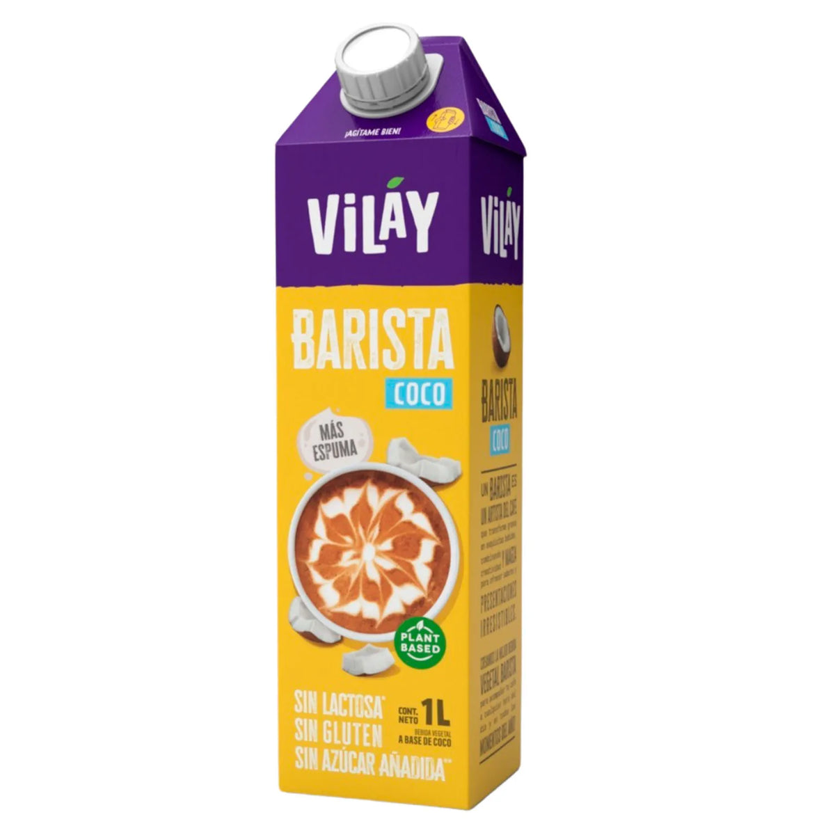 BEBIDA BARISTA COCO SIN AZÚCAR VILAY 1 LITRO 12 UNIDS