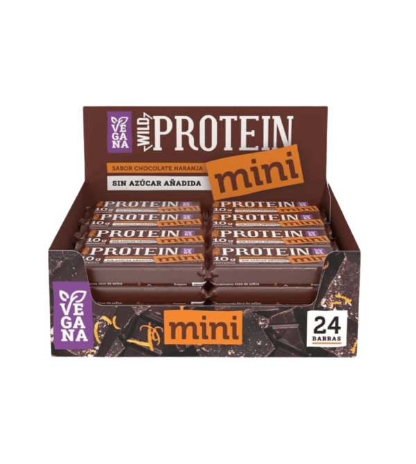 BARRA WILD PROTEIN MINI CHOCOLATE NARANJA BITTER 24 UNIDS 30 GRS
