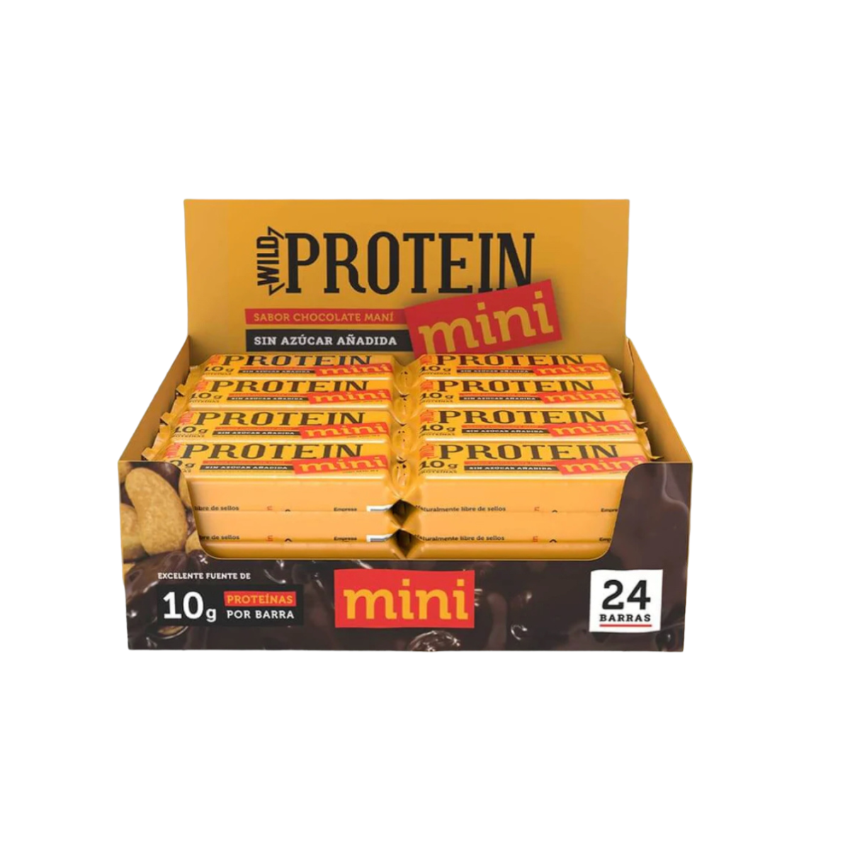 BARRA WILD PROTEIN MINI CHOCOLATE MANI 24 UNIDS 30 GRS