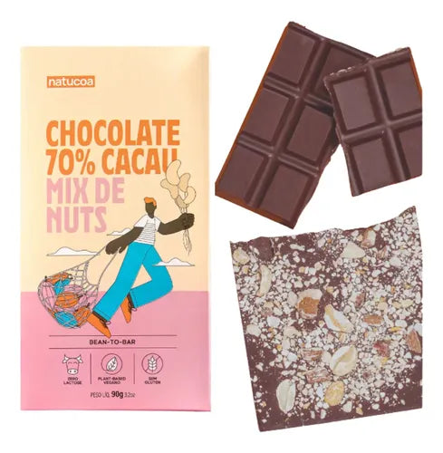 CHOCOLATE BEAN TO BAR 70% MIX DE NUECES NATUCOA