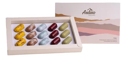 CAJA DE BOMBONES ANDINO KETO RELLENOS 15 UNIDS