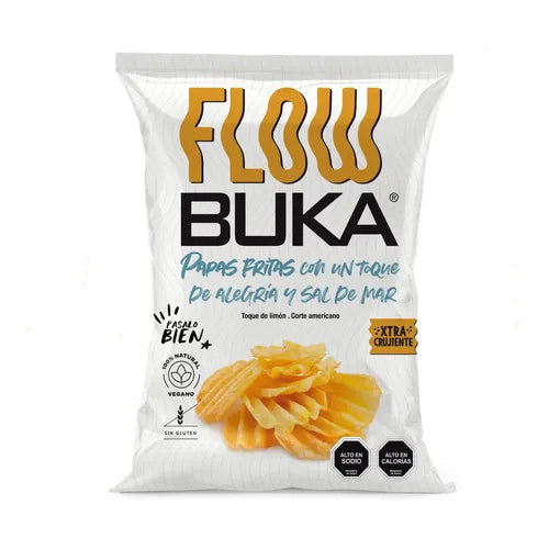 PAPAS FRITAS FLOW CORTE AMERICANO BUKA 130 GRS 16 UNIDS