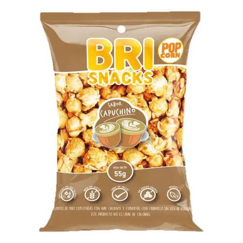 BRISNACKS POP CORN CARAMELO CAPUCHINO SIN AZÚCAR 55 GRS 15 UNIDS