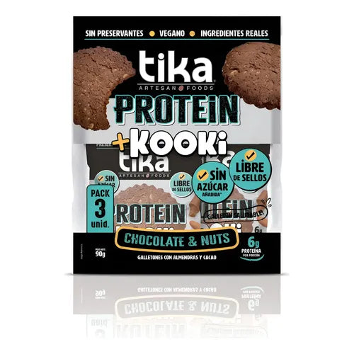 GALLETÓN TIKA PROTEIN KOOKI CHOCOLATE NUTS 90 GRS 20 UNIDS