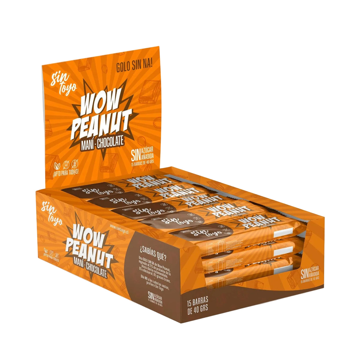 WOW PENAUT BARRA CHOCO ALMENDRA SIN TOYO 15 UNIDS 40 GRS