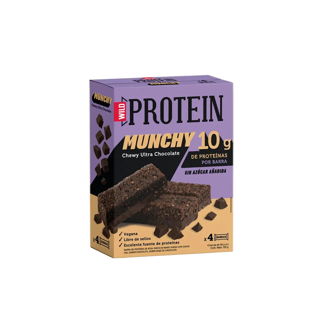 NUEVA BARRA WILD PROTEIN MUNCHY ULTRA CHOCO 4 UNIDS 30 GRS