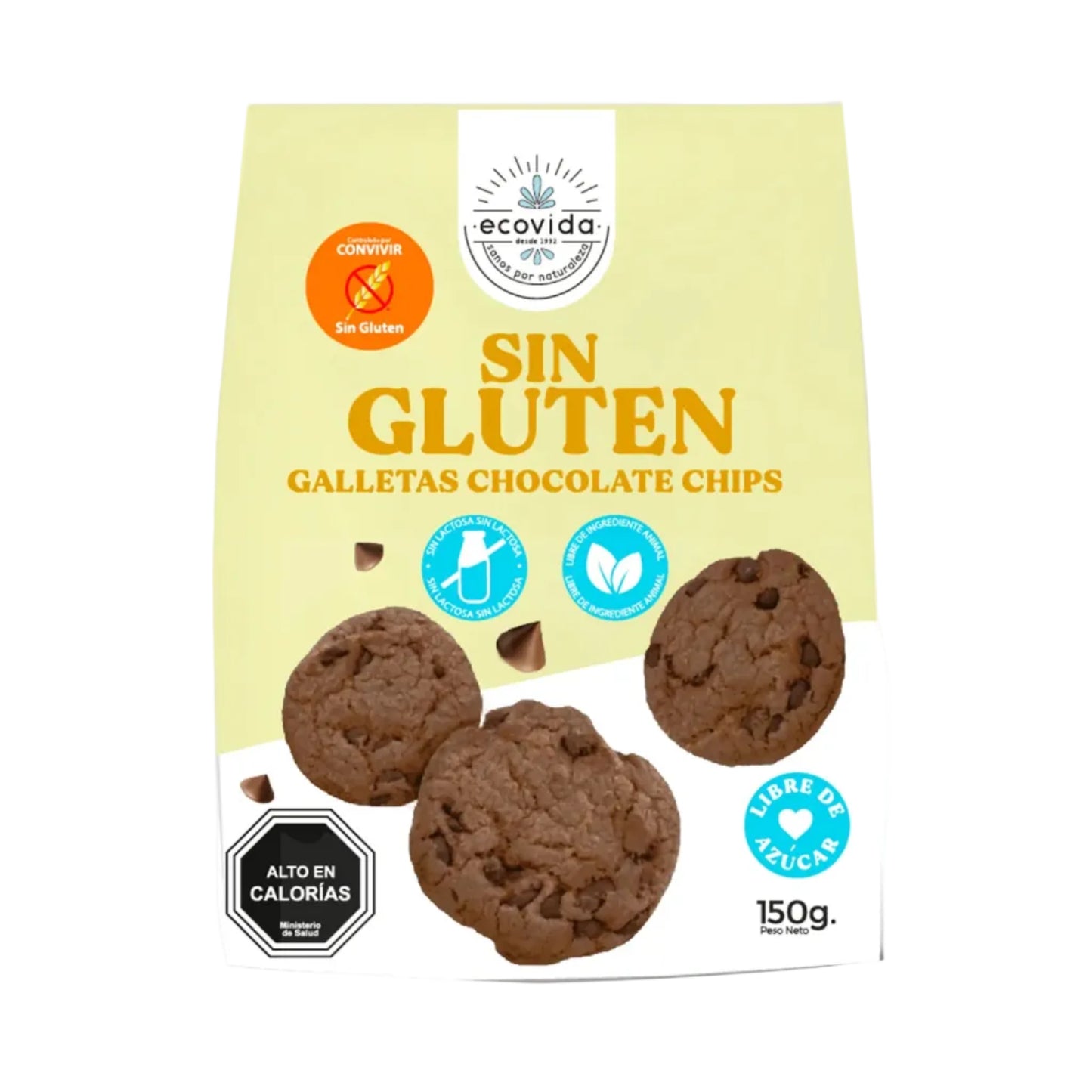 SIN GLUTEN CHOCO CHIPS ECOVIDA 14 UNIDS 150 GRS