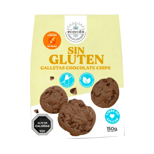 SIN GLUTEN CHOCO CHIPS ECOVIDA 14 UNIDS 150 GRS