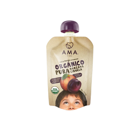 PURÉ AMA MANZANA CIRUELA ORGÁNICO 90 GRS 32 UNIDS