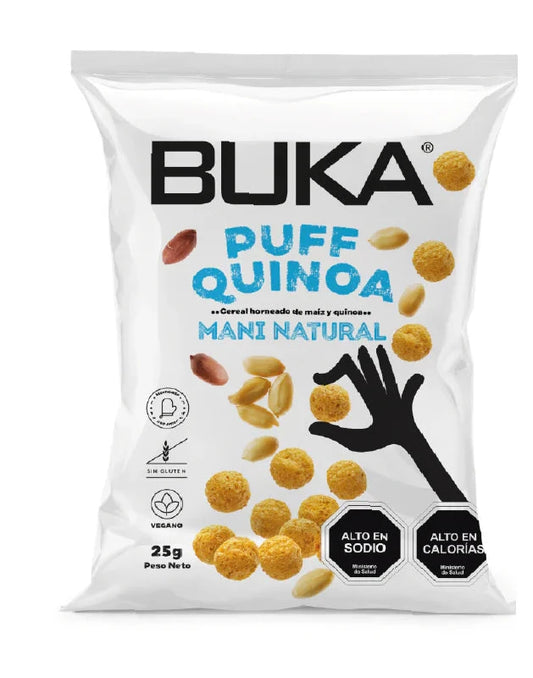 PUFF QUINOA MANÍ BUKA 25 GRS 30 UNIDS