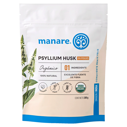 PSYLLIUM HUSK ORGÁNICO MANARE 200 GRS 8 UNIDS