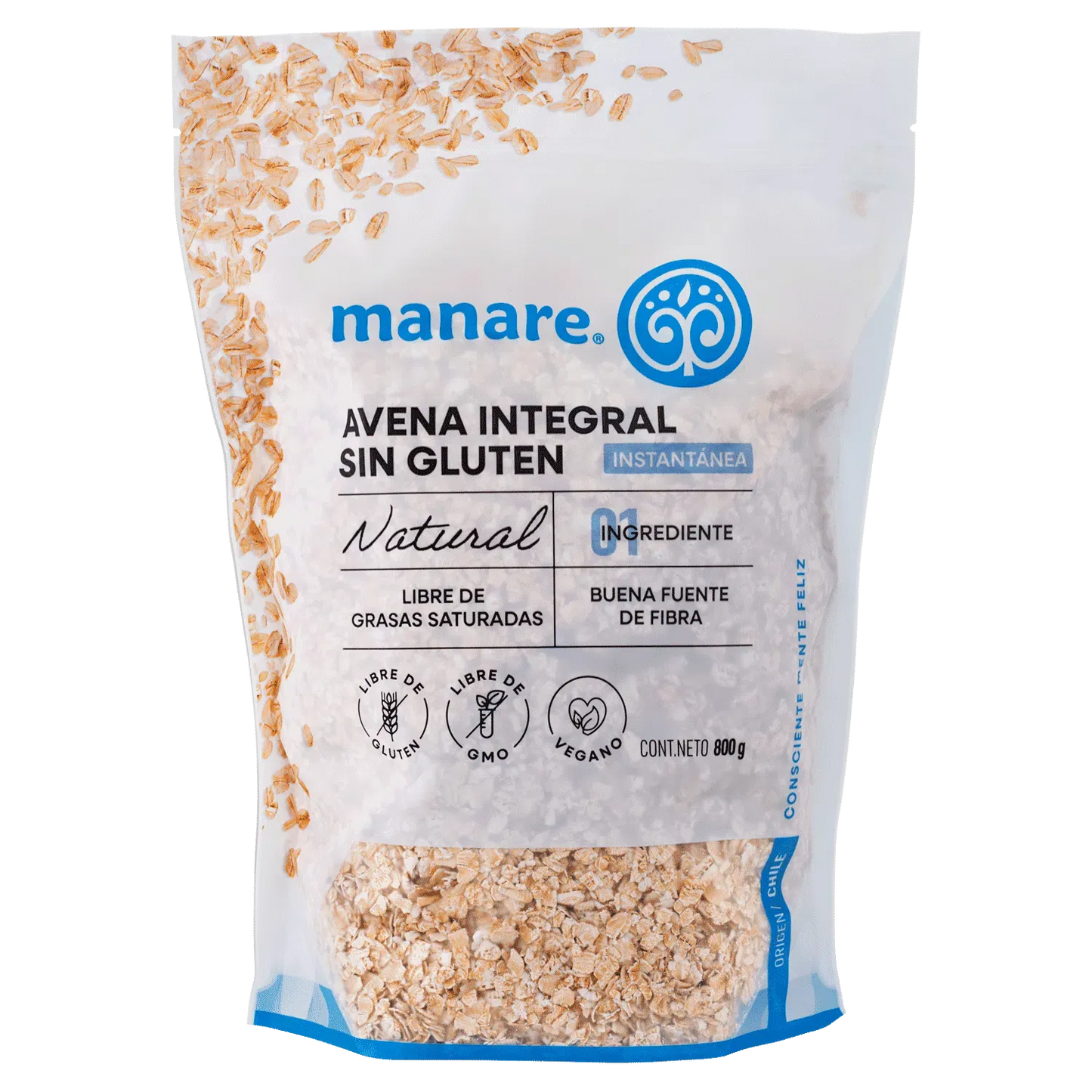 AVENA SIN GLUTEN INSTANTANEA MANARE 800 GRS 8 UNIDS