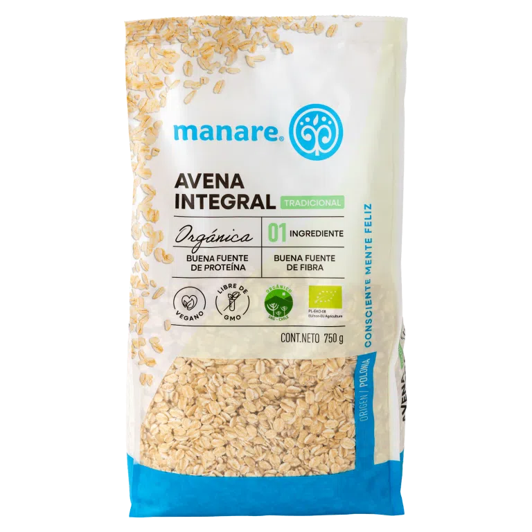 AVENA INTEGRAL INSTANTANEA ORGANICA MANARE 750 GRS 6 UNIDS