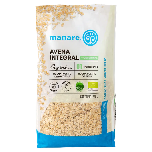 AVENA INTEGRAL ORGÁNICA MANARE 750 GRS 6 UNIDS