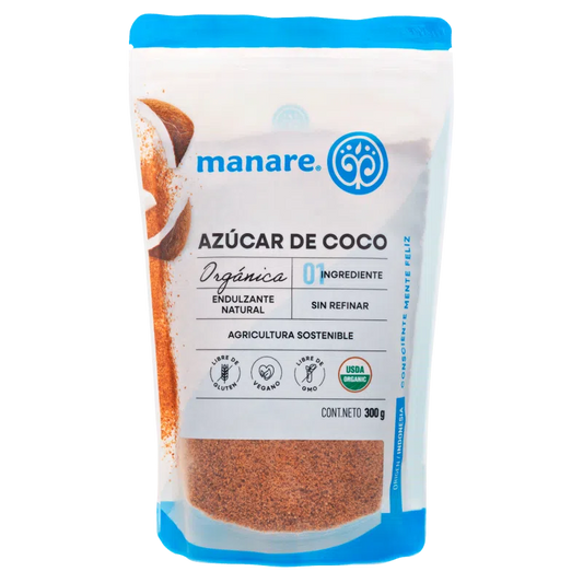 AZÚCAR DE COCO ORGÁNICA MANARE 300 GRS 6 UNIDS