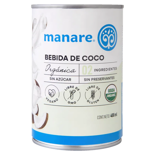 BEBIDA DE COCO ORGÁNICA MANARE 400 ML 6 UNIDS