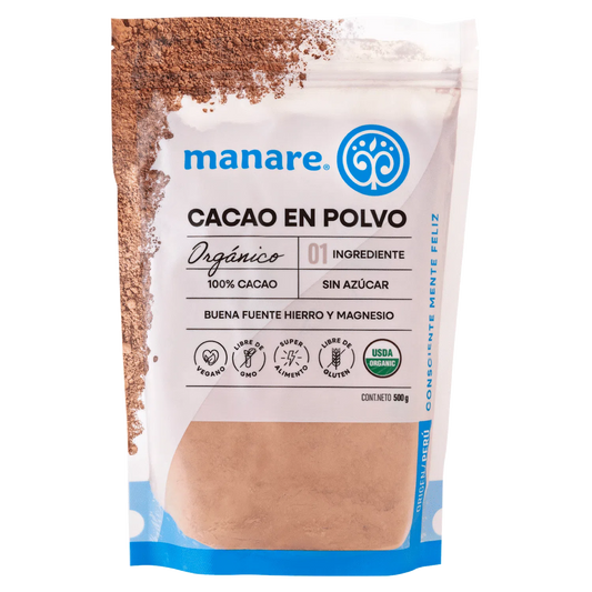 CACAO EN POLVO ORGÁNICO MANARE 500 GRS 4 UNIDS