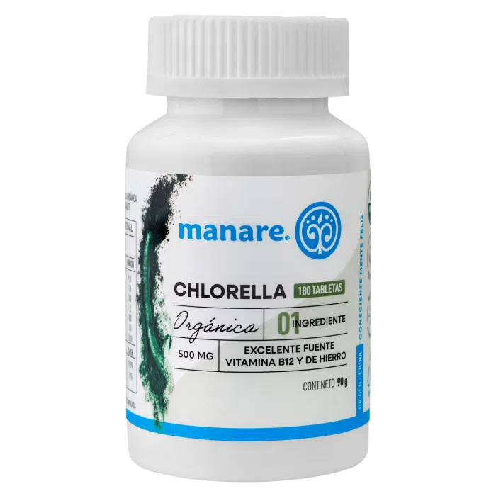 CHLORELLA ORGÁNICA MANARE 180 TABLETAS 90 GRS 6 UNIDS