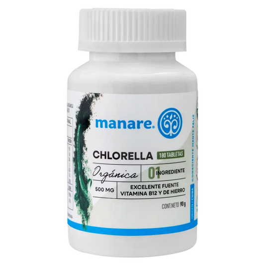 CHLORELLA ORGÁNICA MANARE 180 TABLETAS 90 GRS 6 UNIDS