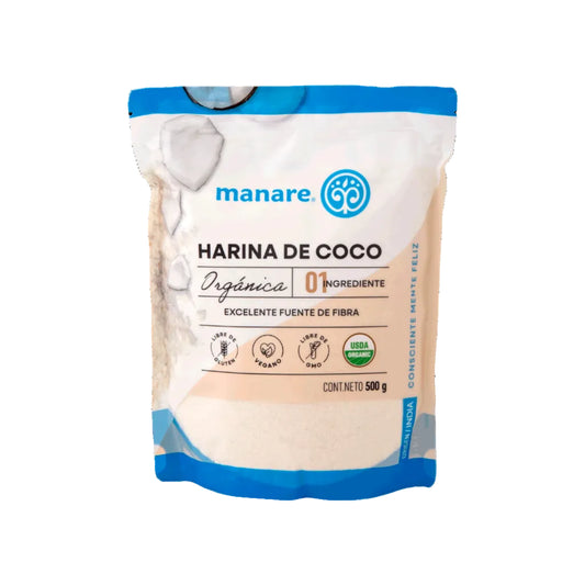 HARINA DE COCO ORGÁNICA MANARE 500 GRS 3 UNIDS