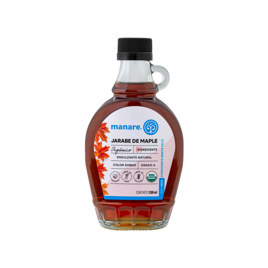 JARABE DE MAPLE ORGÁNICO MANARE 250 ML 6 UNIDS